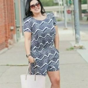 J.crew Short Sleeve Chevron Polka Dot Print Romper Size 12